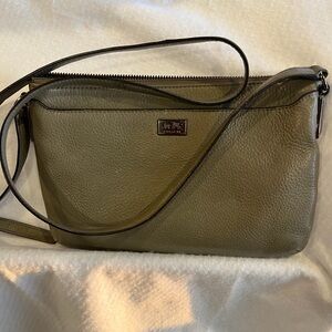 Authentic Coach Leather Crossbody Bag gray pebbled Mickie messenger VG used cond